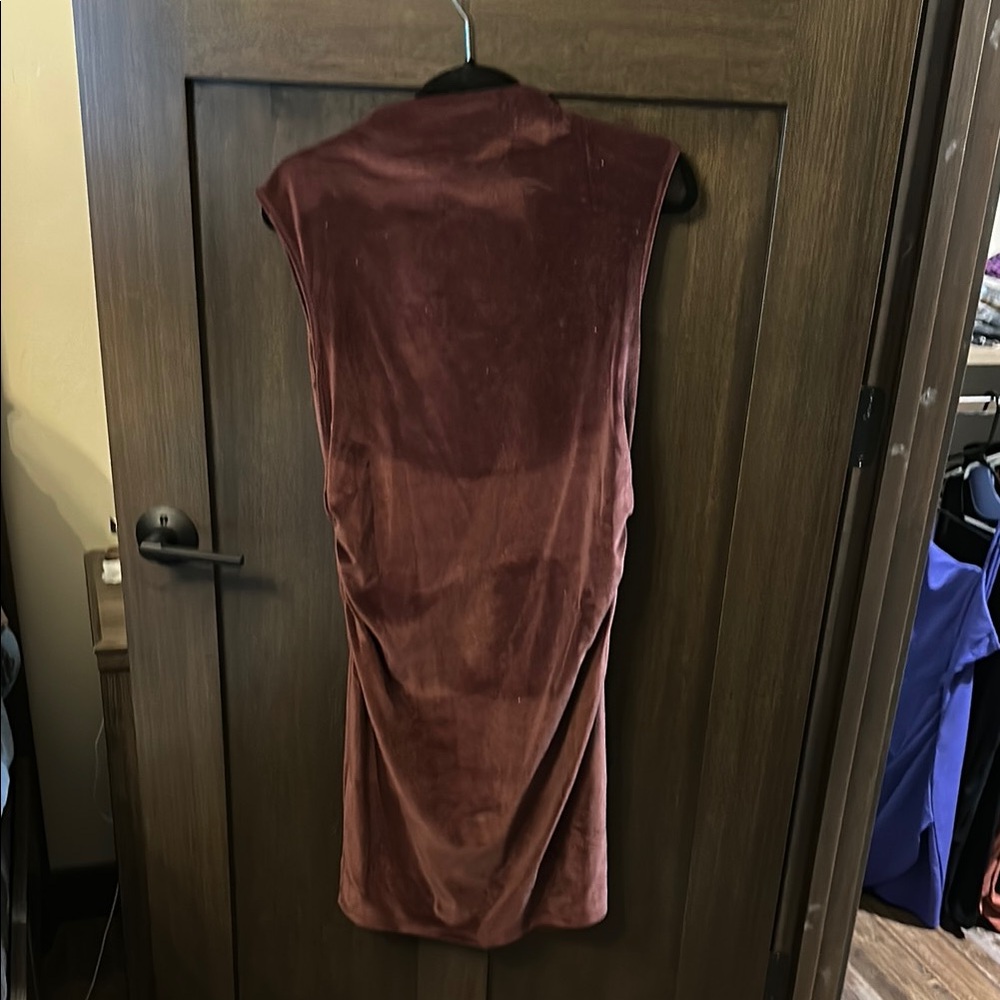 A New Day Brown Sheath Midi Dress Mock Neck Sleeveless